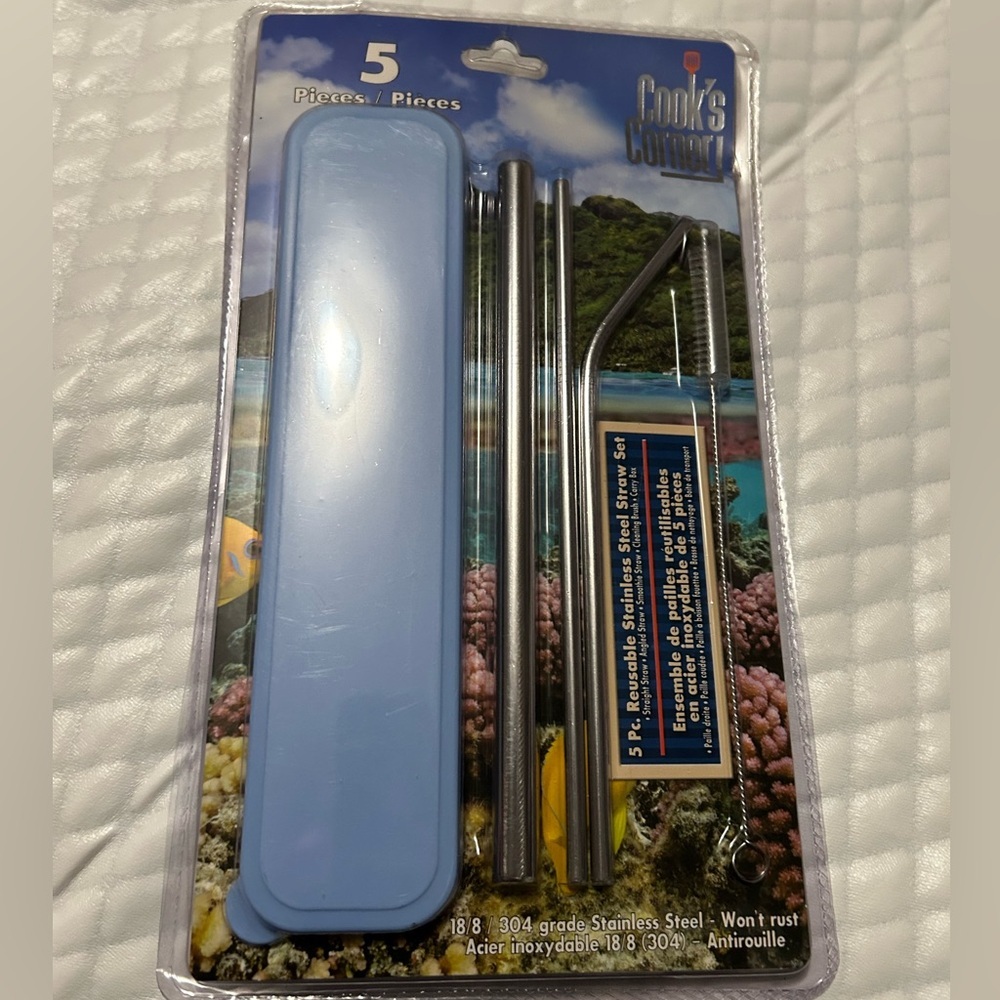 5 piece reusable straw set